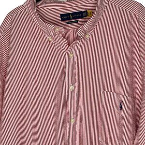 Polo Ralph Lauren - Men's Seersucker Shirt 3XB, Red & White Stripe